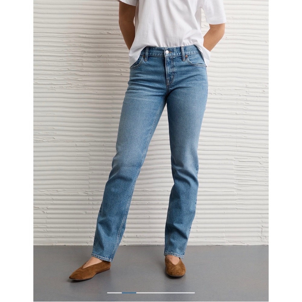 American Eagle Womens Stretch HW Straight Jeans 2R Medium Wash - Picture 7 of 7